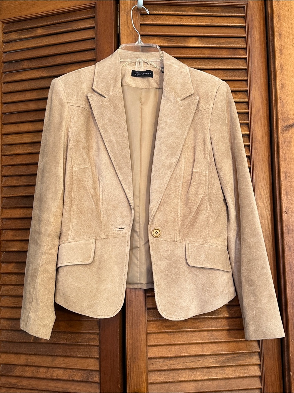 EUC Context camel tan suede blazer jacket, size 4, vintage
